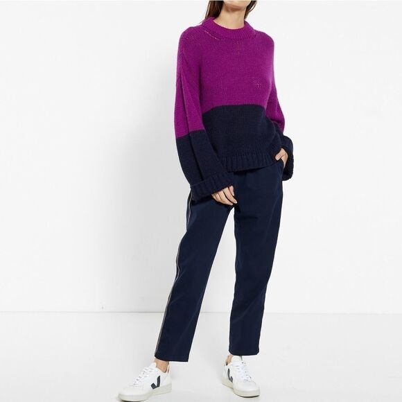 XIRENA Alpaca Oversized Round Neck Jumper Sweater Purple - Picture 1 of 9